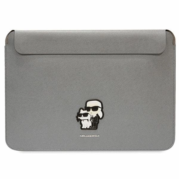 Pokrowiec Karl Lagerfeld Saffiano Karl&Choupette na laptopa 14" - srebrny