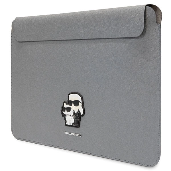 Pokrowiec Karl Lagerfeld Saffiano Karl&Choupette na laptopa 14" - srebrny
