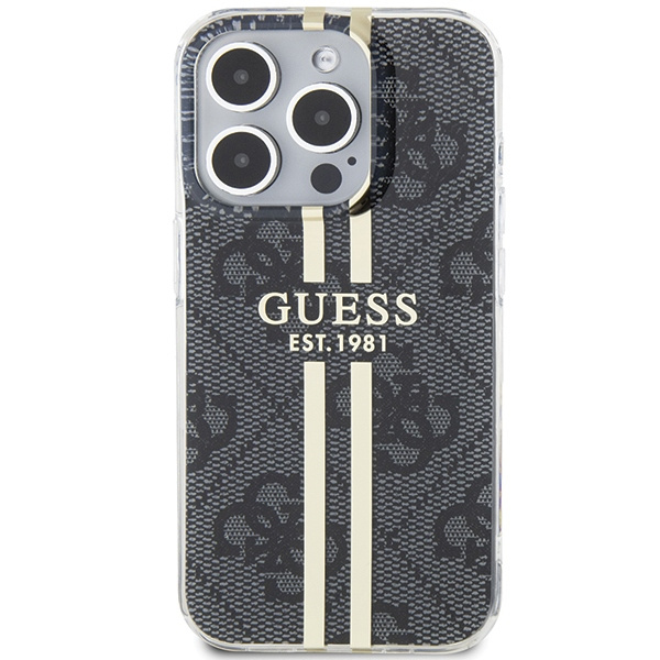 Guess GUHCP15XH4PSEGK iPhone 15 Pro Max 6.7" czarny/black hardcase IML 4G Gold Stripe