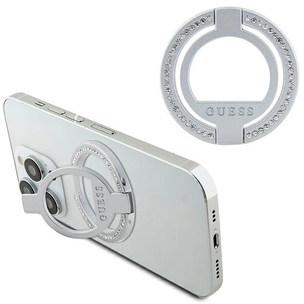 Uchwyt Guess MagSafe Ring Rhinestone - srebrny