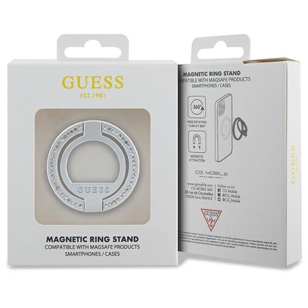 Uchwyt Guess MagSafe Ring Rhinestone - srebrny
