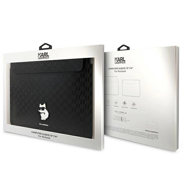 Pokrowiec Karl Lagerfeld Saffiano Monogram Choupette na laptopa 14" - czarny