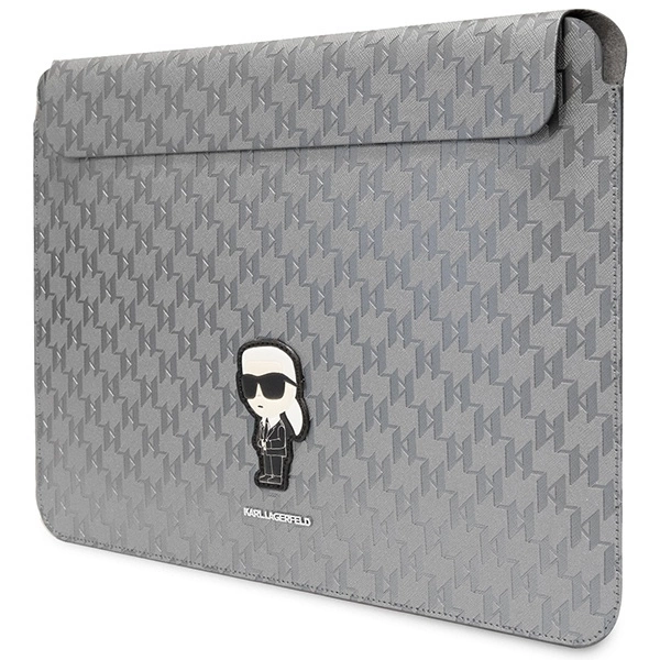 Pokrowiec Karl Lagerfeld Saffiano Monogram Ikonik na laptopa 14" - srebrny