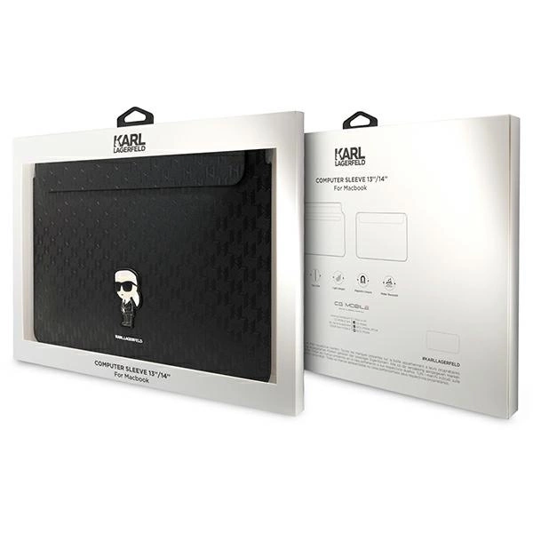Pokrowiec Karl Lagerfeld Saffiano Monogram Ikonik na laptopa 14" - czarny