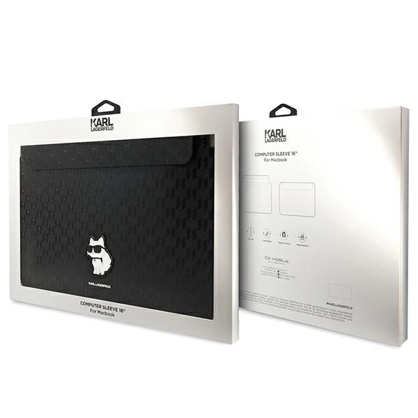 Pokrowiec Karl Lagerfeld Saffiano Monogram Choupette na laptopa 16" - czarny
