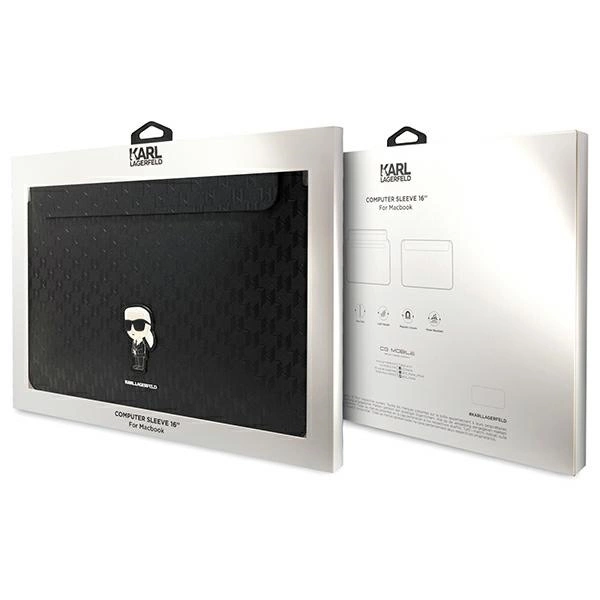 Pokrowiec Karl Lagerfeld Saffiano Monogram Ikonik na laptopa 16" - czarny