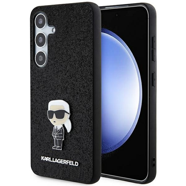 Etui Karl Lagerfeld Fixed Glitter Ikonik Logo Metal Pin na Samsung Galaxy S24 - czarne