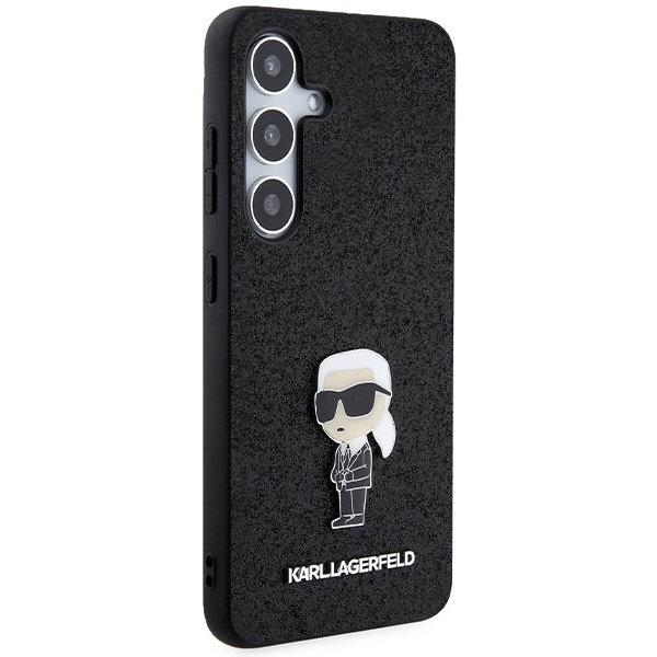 Etui Karl Lagerfeld Fixed Glitter Ikonik Logo Metal Pin na Samsung Galaxy S24 - czarne
