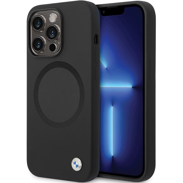 Etui BMW Signature Liquid Silicone MagSafe na iPhone 14 Pro - czarne