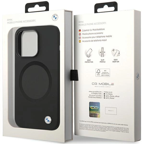Etui BMW Signature Liquid Silicone MagSafe na iPhone 14 Pro - czarne