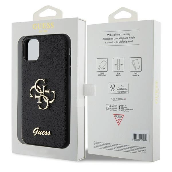 Etui Guess Glitter Script Big 4G na iPhone 11 / Xr - czarne