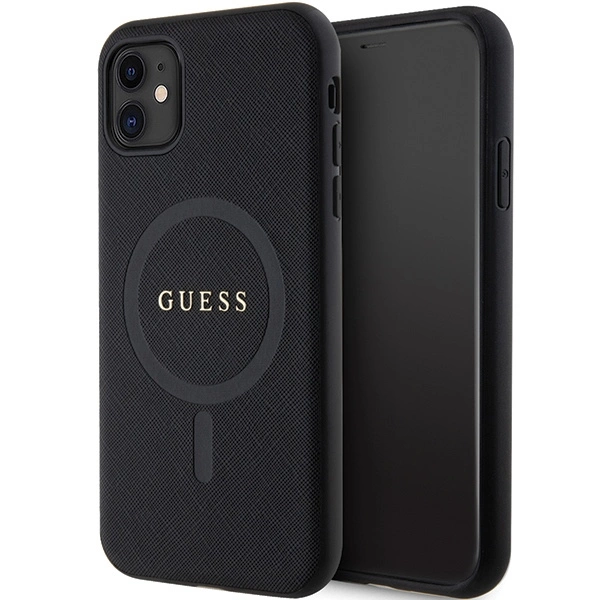 Etui Guess Saffiano MagSafe na iPhone 11 / Xr - czarne
