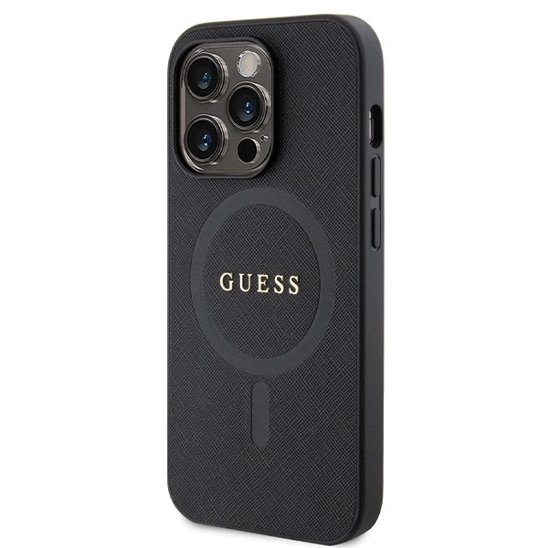 Etui Guess Saffiano MagSafe na iPhone 14 Pro - czarne