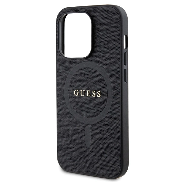 Etui Guess Saffiano MagSafe na iPhone 14 Pro - czarne