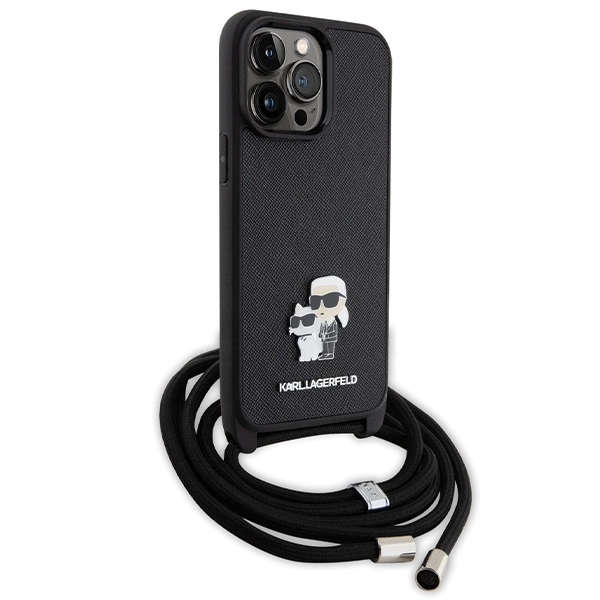 Etui Karl Lagerfeld Crossbody Saffiano Metal Pin Karl&Choupette na iPhone 14 Pro Max - czarne