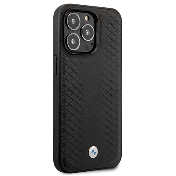 Etui BMW Leather Diamond Pattern na iPhone 14 Pro - czarne