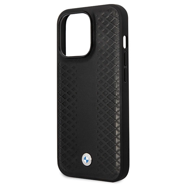 Etui BMW Leather Diamond Pattern na iPhone 14 Pro - czarne