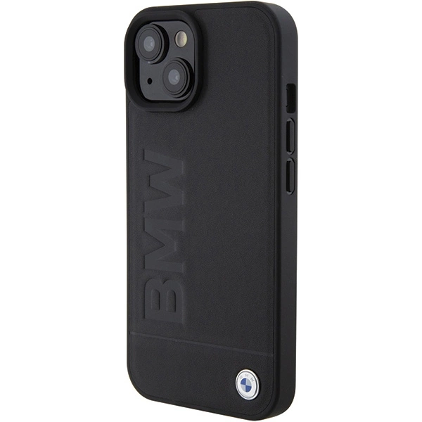 Etui BMW Leather Hot Stamp na iPhone 15 Plus - czarne