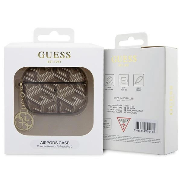 Etui Guess GCube Charm na AirPods Pro 2 - brązowe
