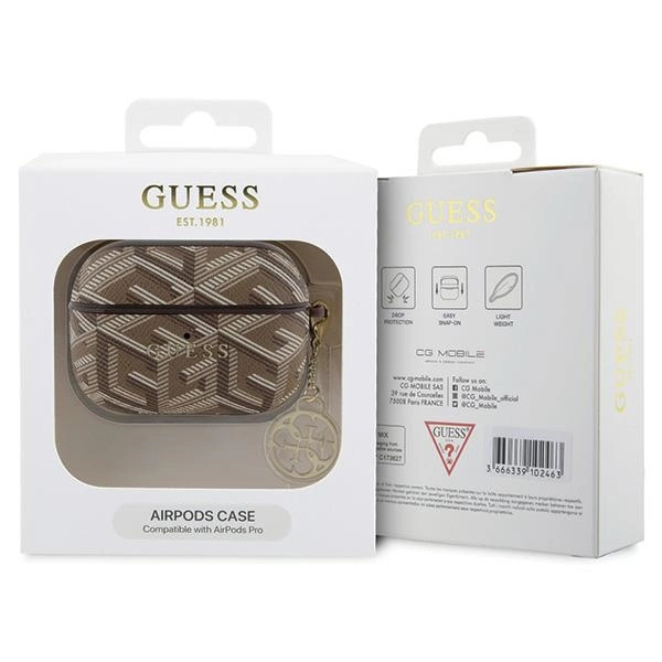 Etui Guess GCube Charm na AirPods Pro - brązowe