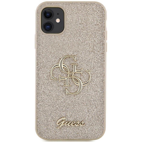 Etui Guess Glitter Script Big 4G na iPhone 11 / Xr - złote