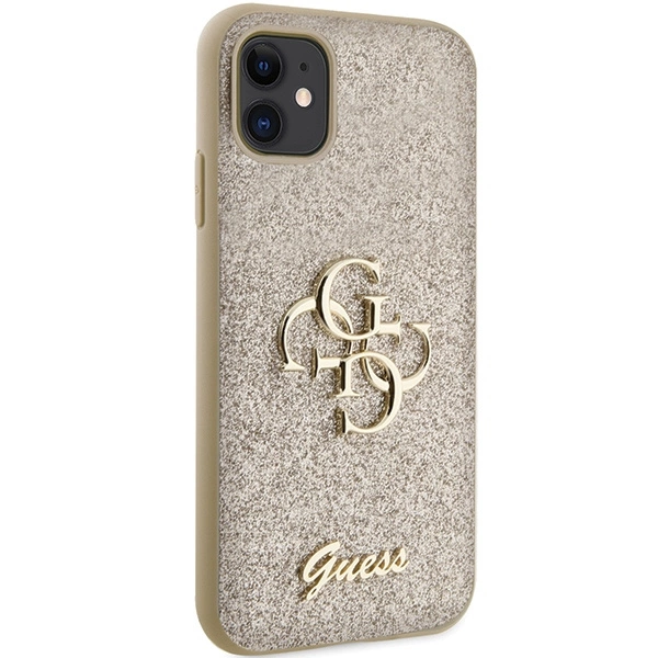 Etui Guess Glitter Script Big 4G na iPhone 11 / Xr - złote