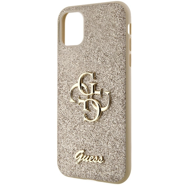 Etui Guess Glitter Script Big 4G na iPhone 11 / Xr - złote