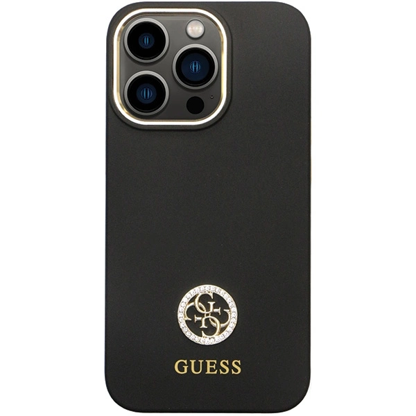 Etui Guess Silicone Logo Strass 4G na iPhone 13 Pro / iPhone 13 - czarne