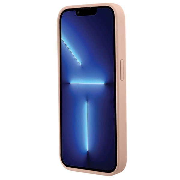 Etui Guess Croco Triangle Metal Logo na iPhone 15 Pro - różowe
