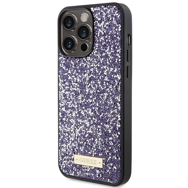 Etui Guess Rhinestone Metal Logo na iPhone 15 Pro - różowe