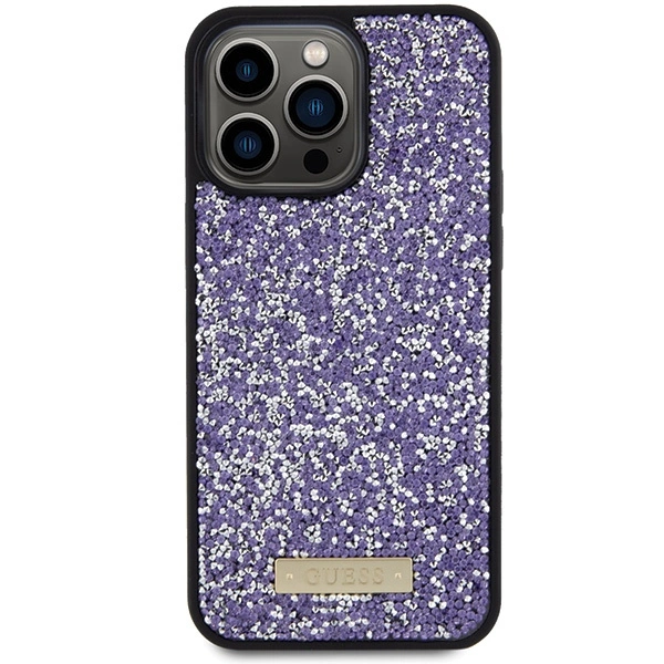 Etui Guess Rhinestone Metal Logo na iPhone 15 Pro - różowe
