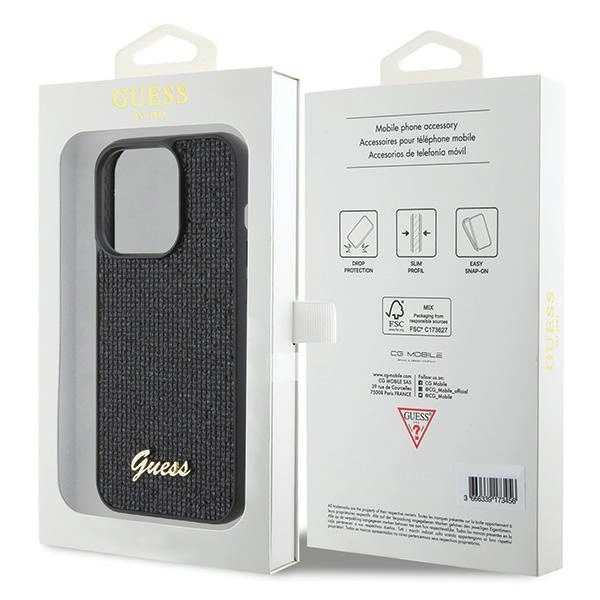 Etui Guess Disco Metal Script na iPhone 15 Pro - czarne