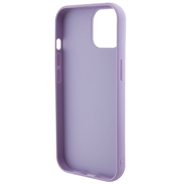 Etui Guess Sequin Script Metal na iPhone 15 - fioletowe