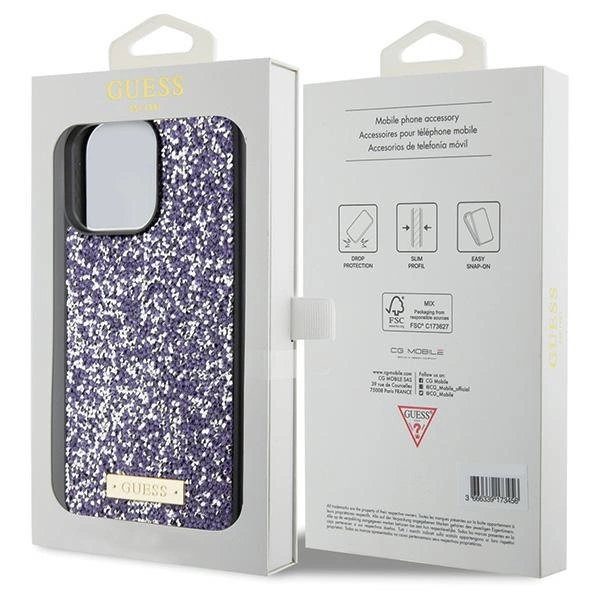 Etui Guess Rhinestone Metal Logo na iPhone 15 Pro Max - różowe