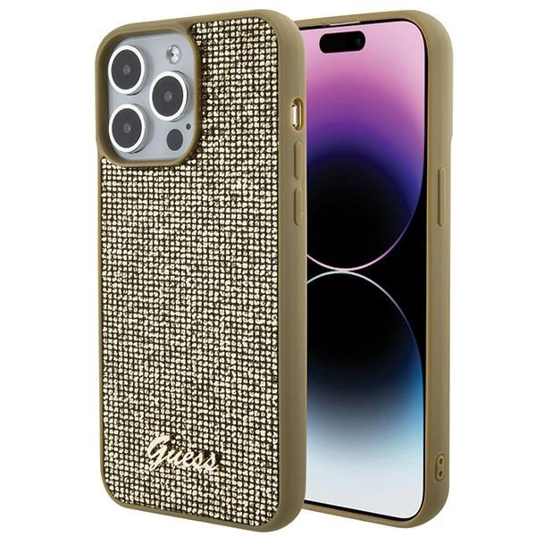 Etui Guess Disco Metal Script na iPhone 15 Pro Max - złote