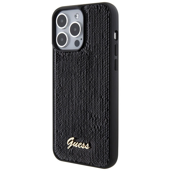 Etui Guess Sequin Script Metal na iPhone 15 Pro Max - czarne