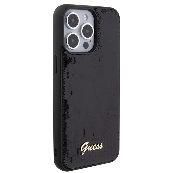 Etui Guess Sequin Script Metal na iPhone 15 Pro Max - czarne