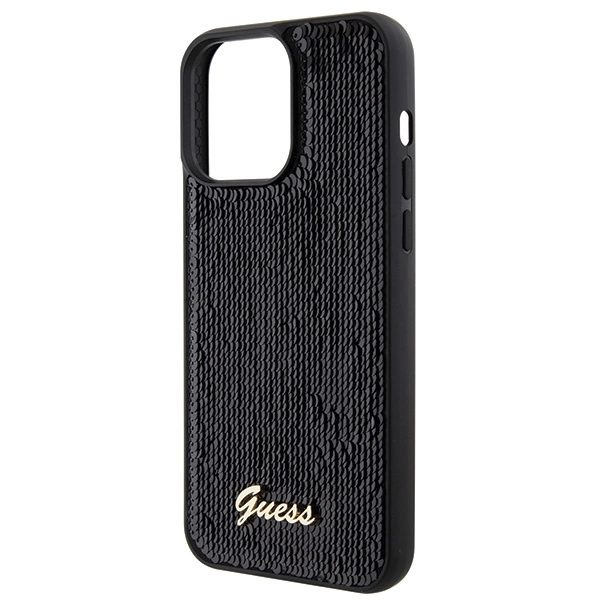 Etui Guess Sequin Script Metal na iPhone 15 Pro Max - czarne