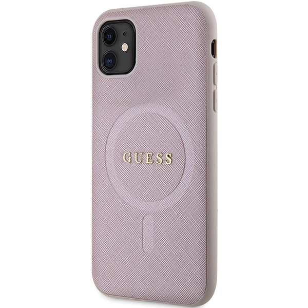 Etui Guess Saffiano MagSafe na iPhone 11 / Xr - różowe