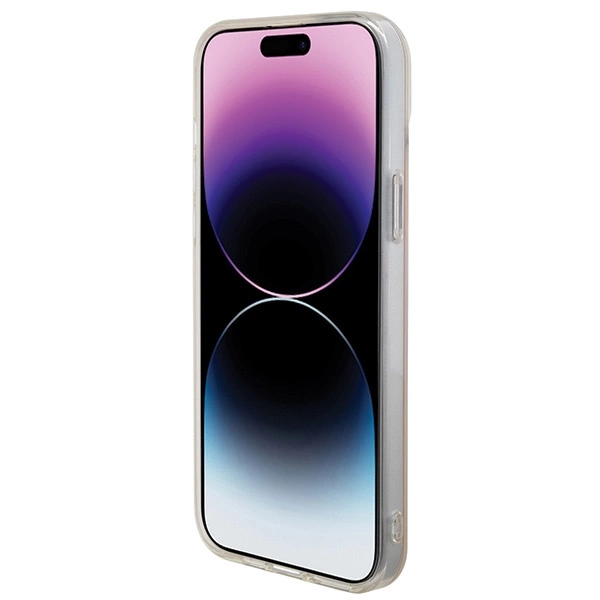 Etui Guess IML Iridescent MagSafe na iPhone 15 Pro - różowe