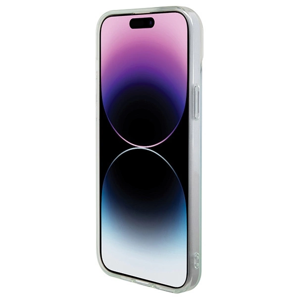 Etui Guess IML Iridescent MagSafe na iPhone 15 Pro - turkusowe