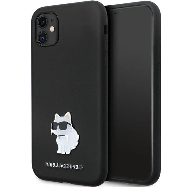 Etui Karl Lagerfeld Silicone Choupette Metal Pin na iPhone 11 / Xr - czarne