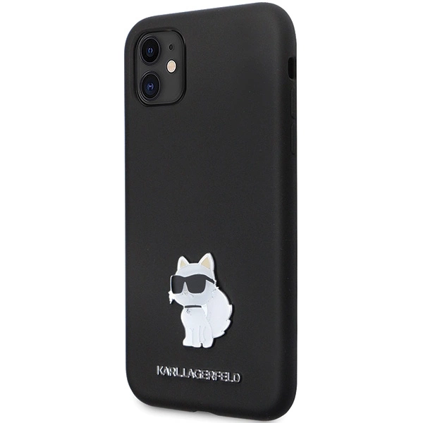 Etui Karl Lagerfeld Silicone Choupette Metal Pin na iPhone 11 / Xr - czarne