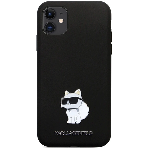 Etui Karl Lagerfeld Silicone Choupette Metal Pin na iPhone 11 / Xr - czarne