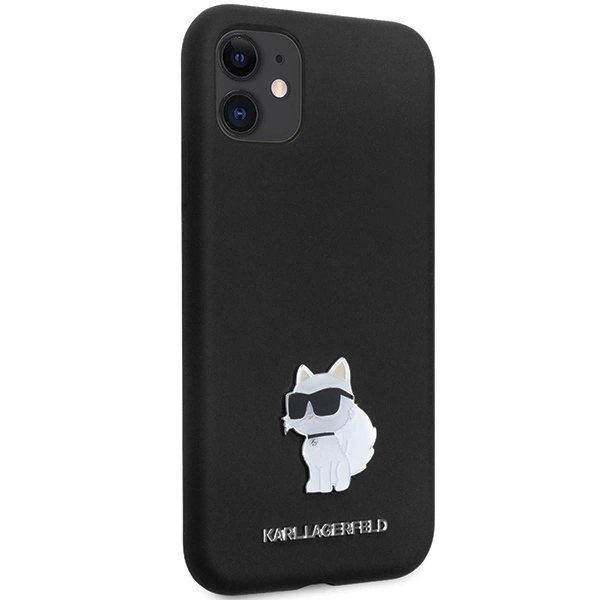 Etui Karl Lagerfeld Silicone Choupette Metal Pin na iPhone 11 / Xr - czarne