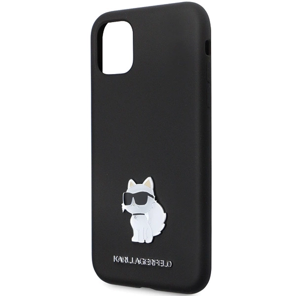 Etui Karl Lagerfeld Silicone Choupette Metal Pin na iPhone 11 / Xr - czarne