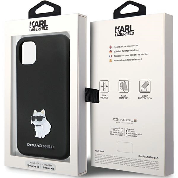 Etui Karl Lagerfeld Silicone Choupette Metal Pin na iPhone 11 / Xr - czarne