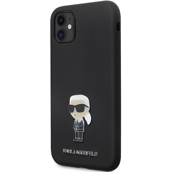 Etui Karl Lagerfeld Silicone Ikonik Metal Pin na iPhone 11 / Xr - czarne