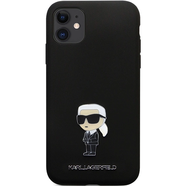 Etui Karl Lagerfeld Silicone Ikonik Metal Pin na iPhone 11 / Xr - czarne