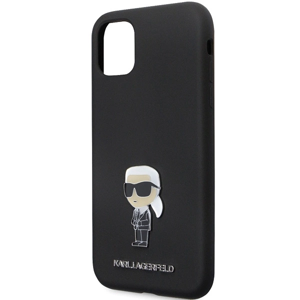 Etui Karl Lagerfeld Silicone Ikonik Metal Pin na iPhone 11 / Xr - czarne